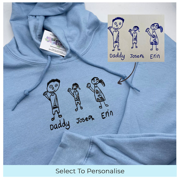 Father's Day Men's hoodie personalised kids drawing