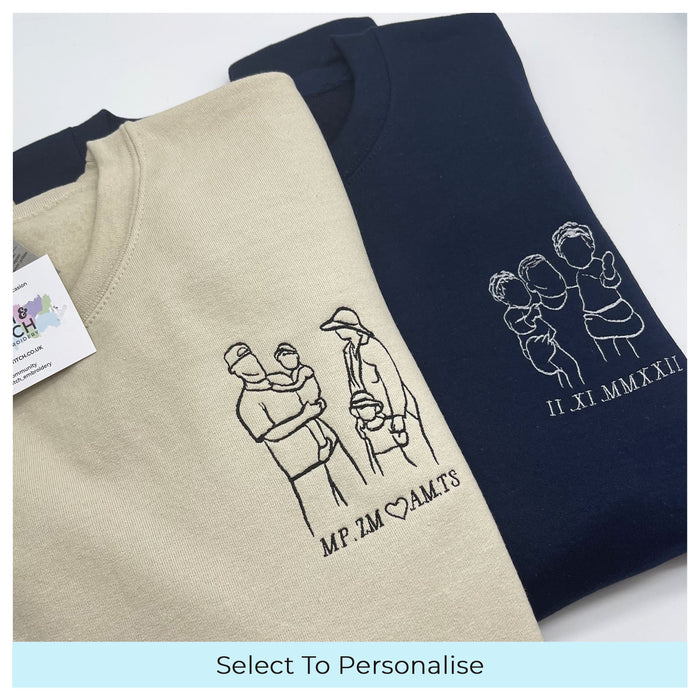 Father's Day Men's sweatshirt personalised portrait outline- left chest