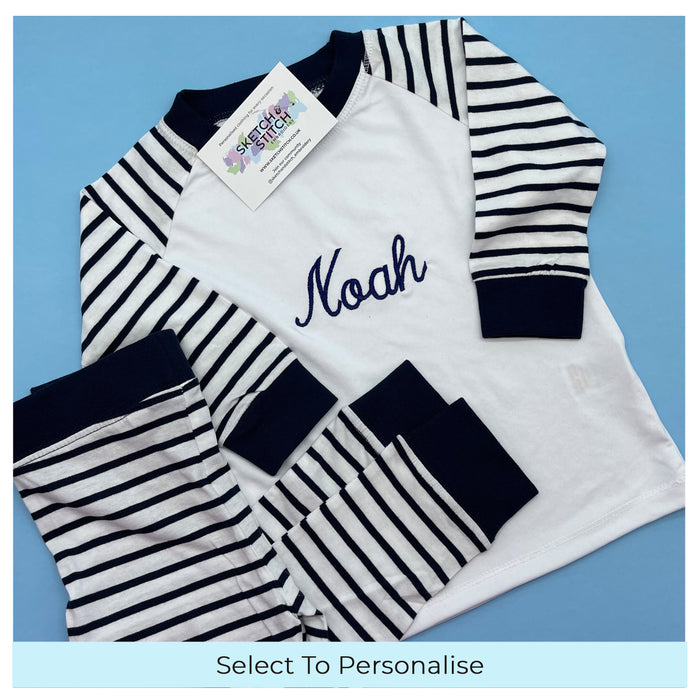 Personalised baby stripped pyjamas