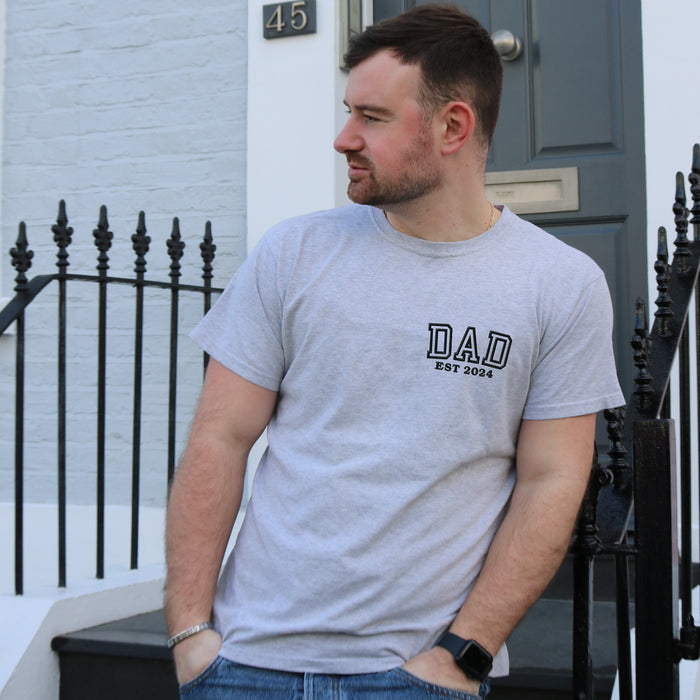 Men's t-shirt personalised Dad est date
