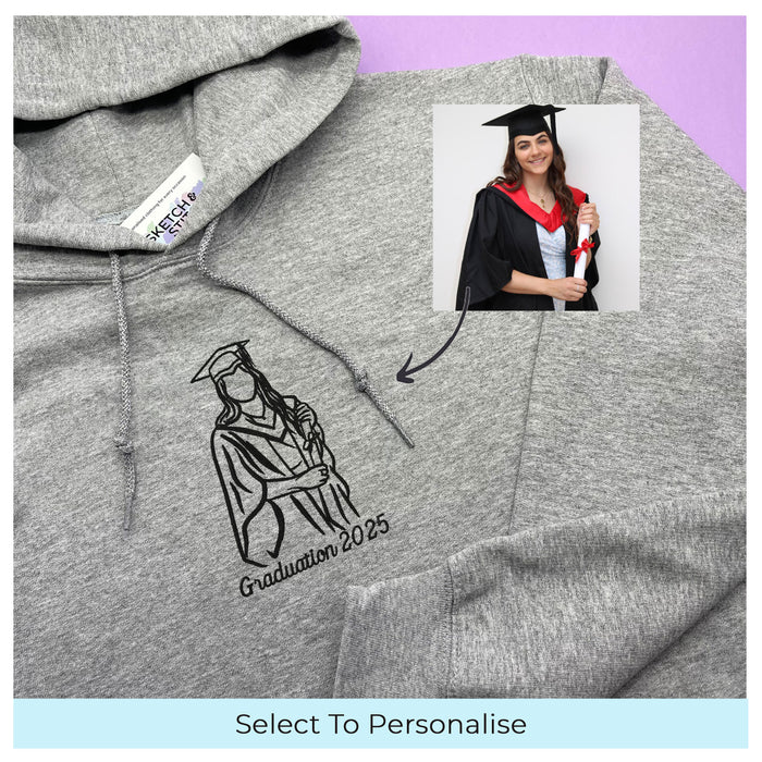 Adult hoodie personalised graduation photo outline