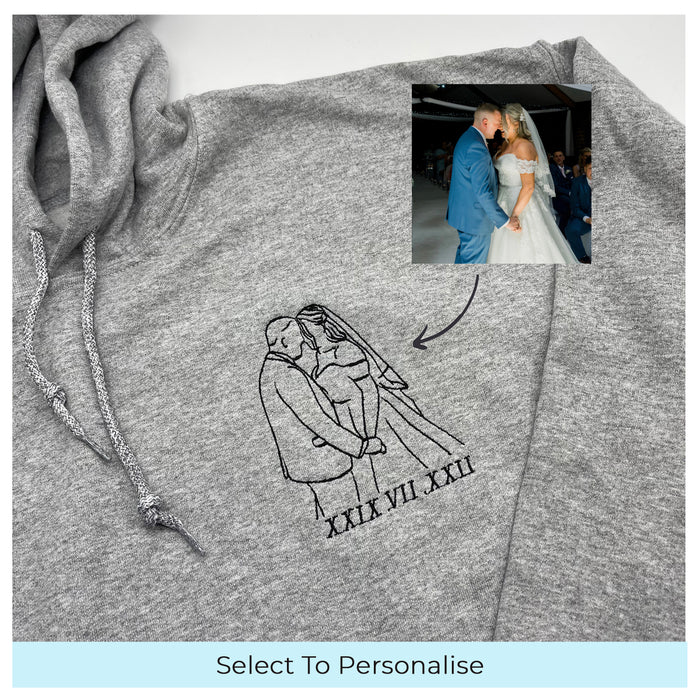 Adult hoodie personalised portrait outline - left chest