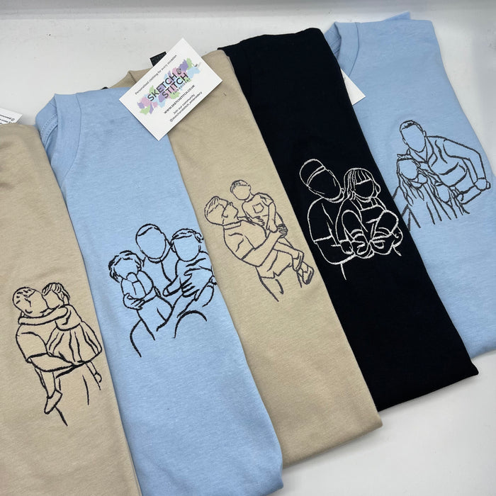 Father's Day men's t-shirt personalised portrait outline - left chest