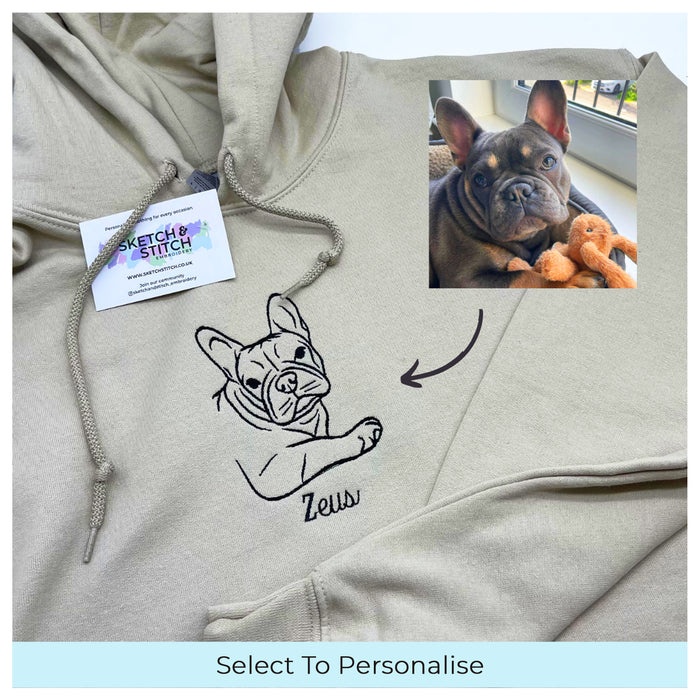 Adult hoodie personalised dog outline