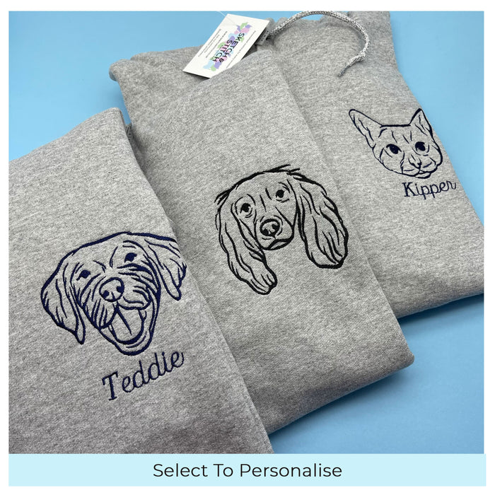 Adult hoodie personalised pet portrait outline - left chest