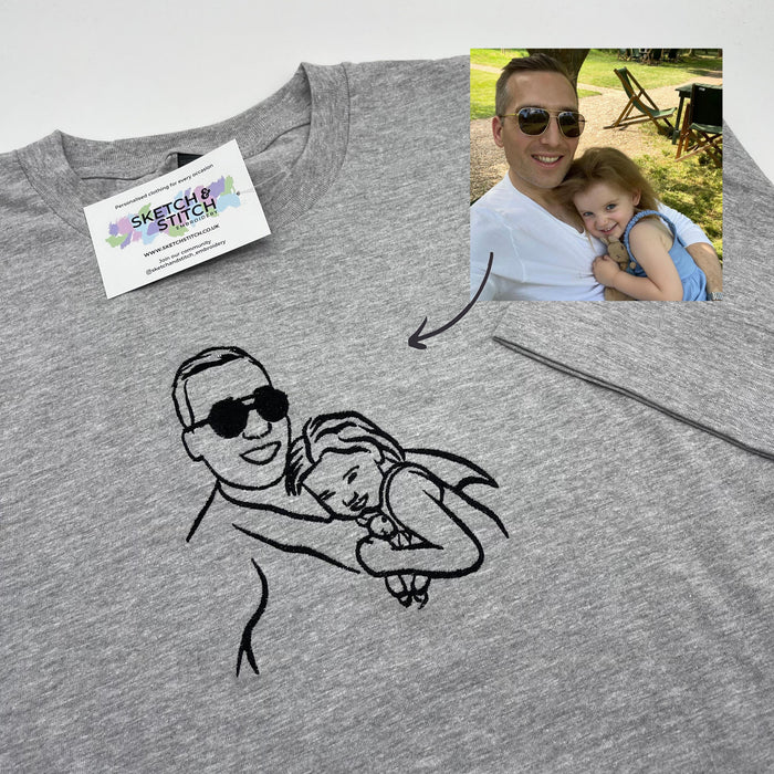 Father's Day mens t-shirt personalised photo outline