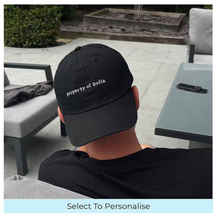 Property of personalised slogan unisex cap