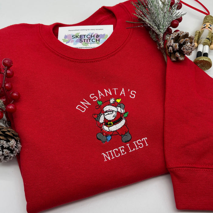 kids 7-8 sample Santas nice list - centre chest design