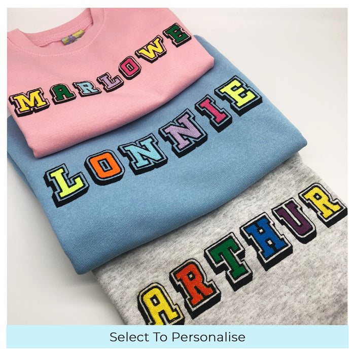 Kids sweatshirt personalised 3D text or initials