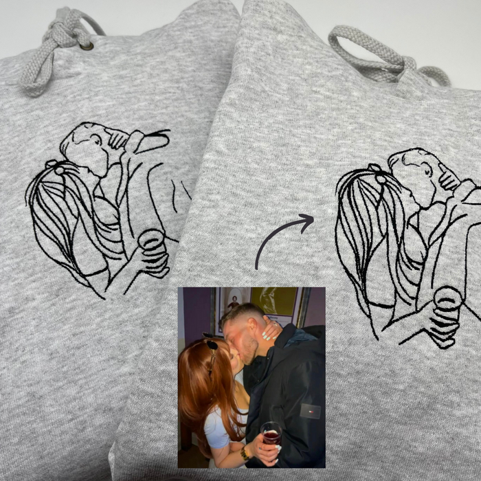 Valentine's Day gift adult hoodie personalised photo outline