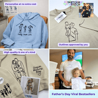 Father's Day men's hoodie personalised portrait outline - left chest - Sketch & Stitch