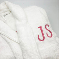 Luxury white dressing gown personalised initials and name