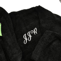 Luxury black dressing gown personalised initials and name