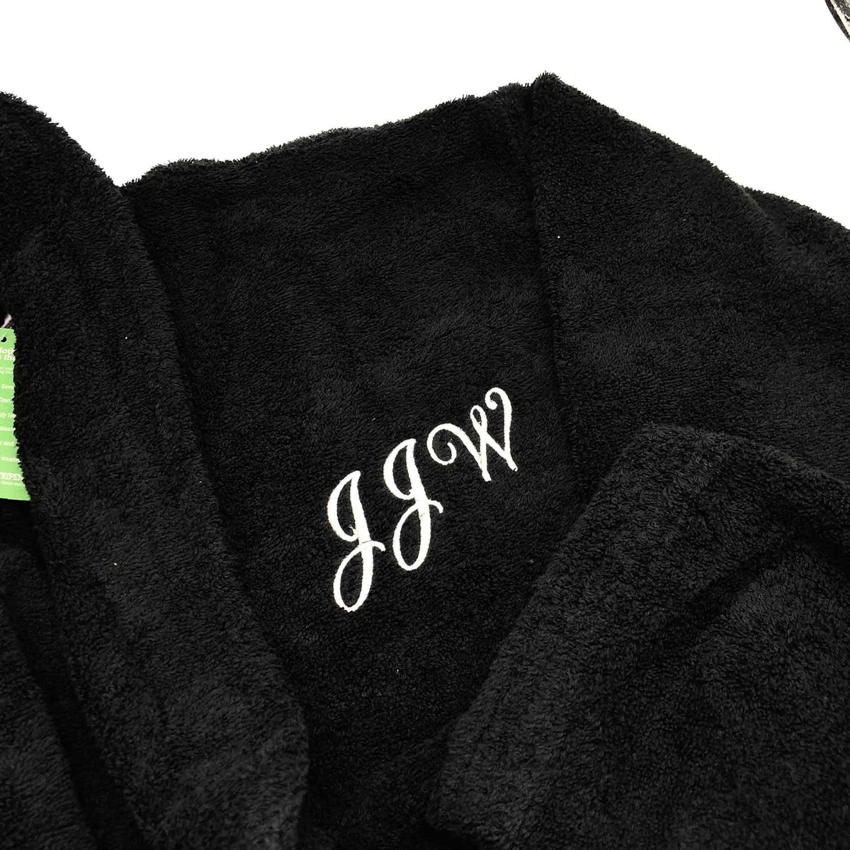 Luxury black dressing gown personalised initials and name