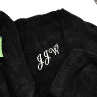 Luxury black dressing gown personalised initials and name