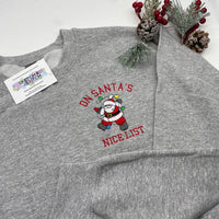 Adult sweatshirt Christmas Santa's list - left chest