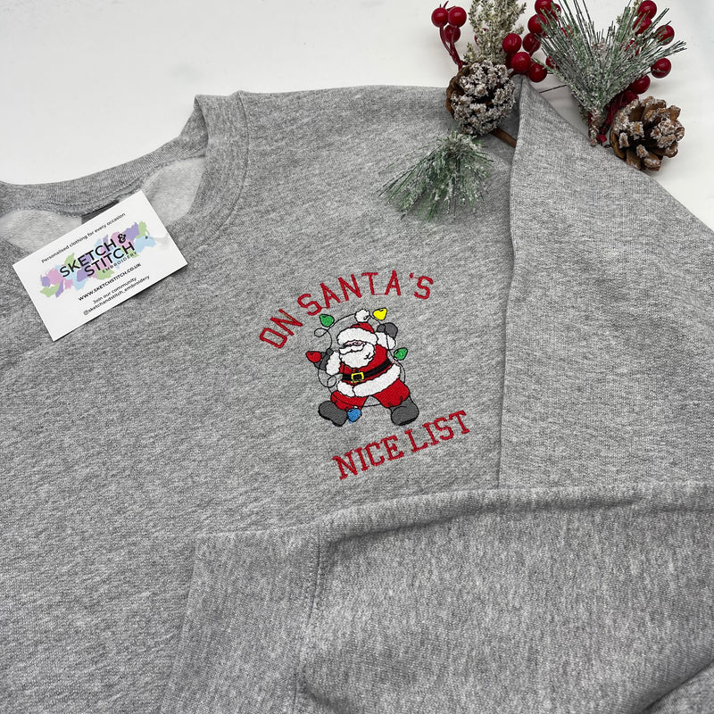 Adult sweatshirt Christmas Santa's list - left chest
