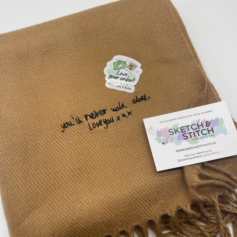 Unisex classic scarf personalised message