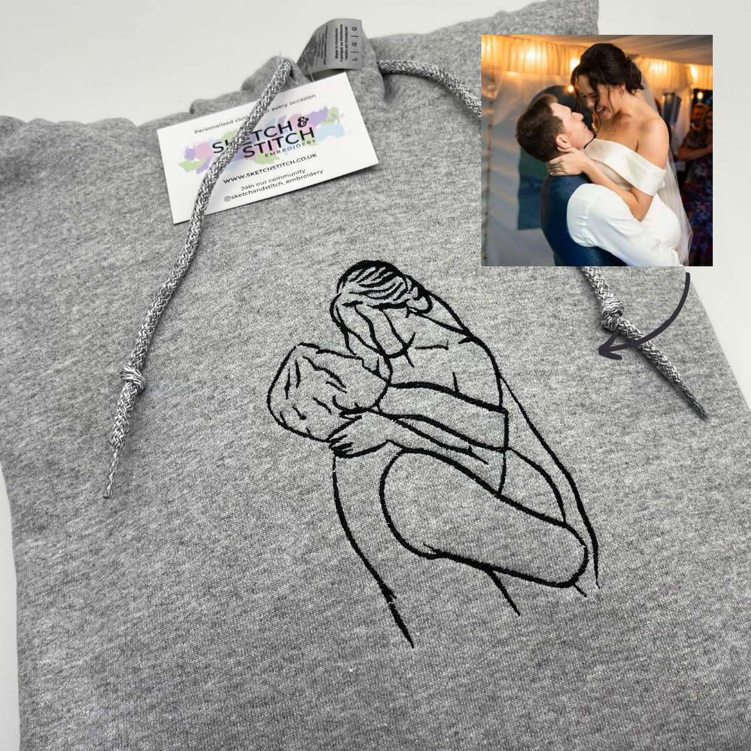 Adult hoodie personalised photo outline