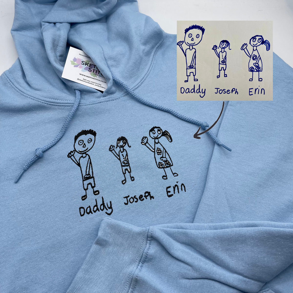 Adult hoodie personalised kids drawing