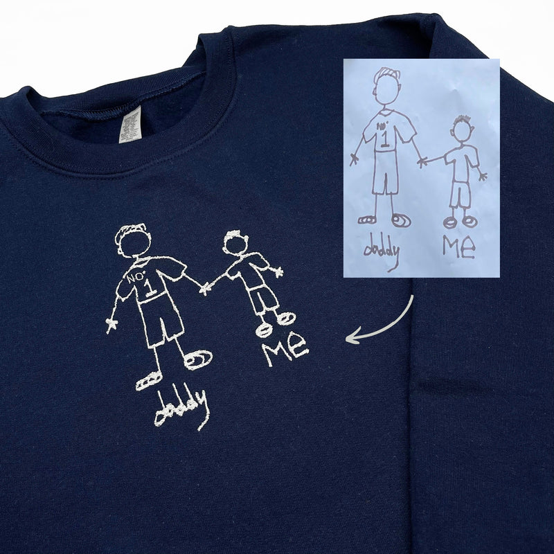 Father's Day Men's Sweatshirt with Personalized Kid's Drawing