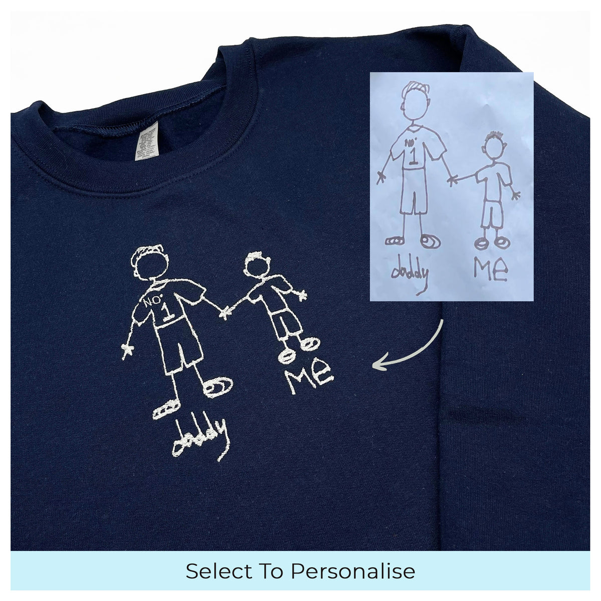 Father's Day Men's Sweatshirt with Personalized Kid's Drawing