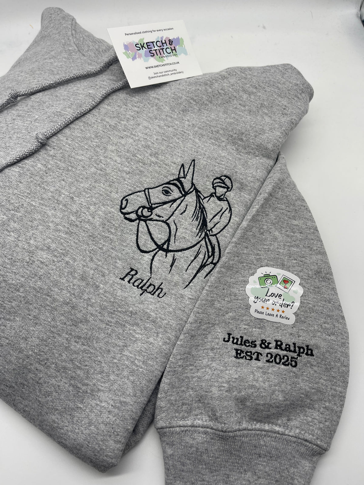 Adult sweatshirt personalised pet portrait outline - left chest