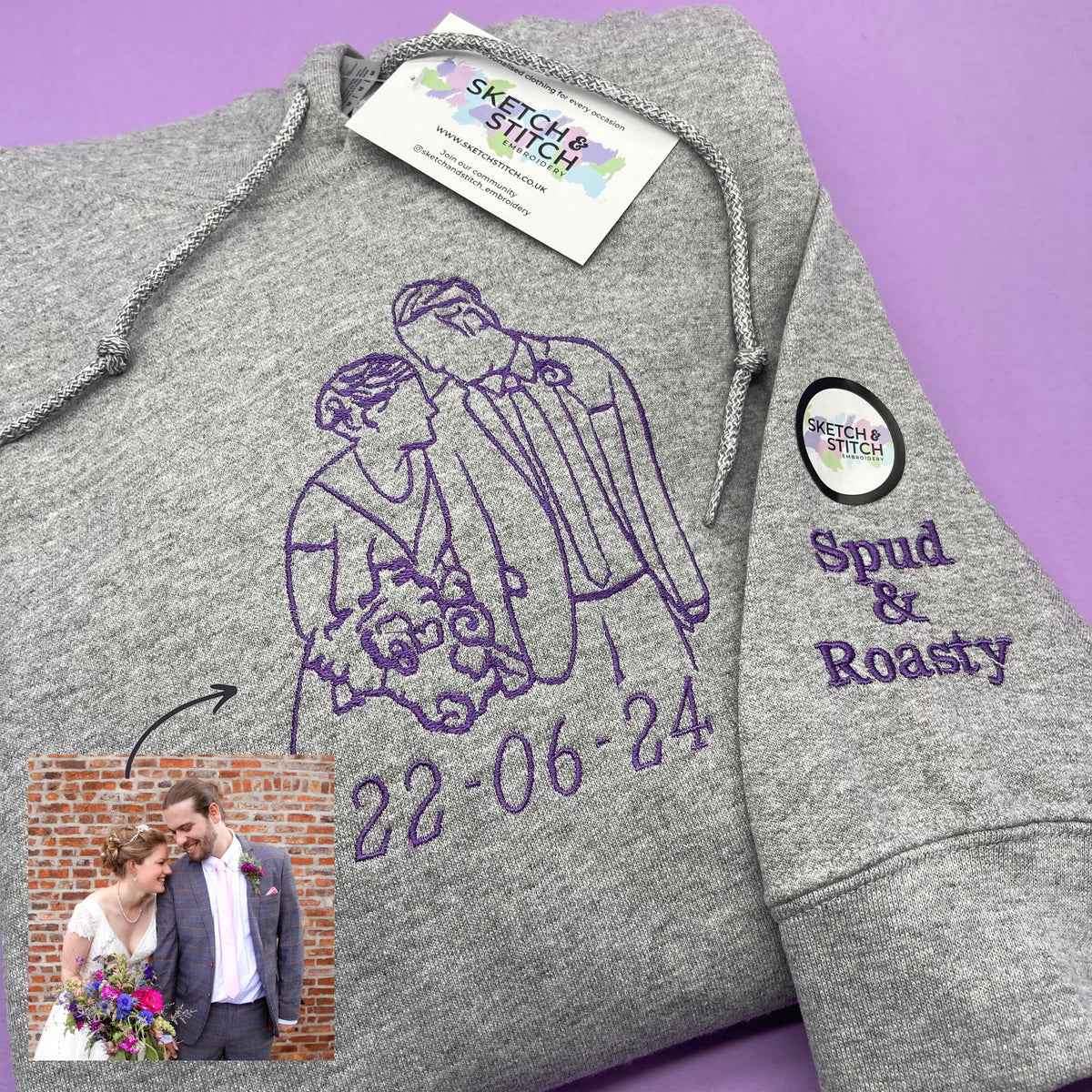 Adult hoodie personalised photo outline