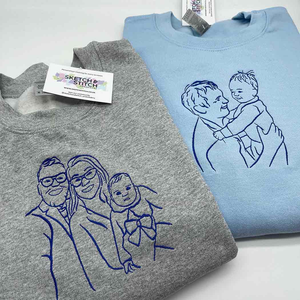 Adult sweatshirt personalised photo outline - Sketch & Stitch