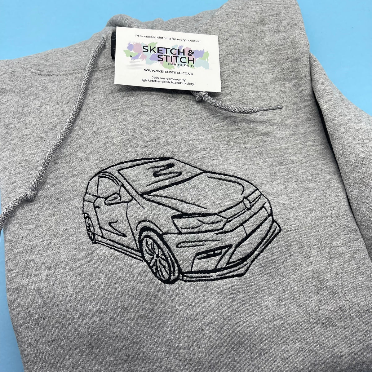 Adult hoodie personalised car and motorbike photo outline