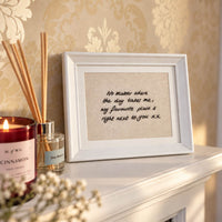 Personalised handwriting embroidery frame