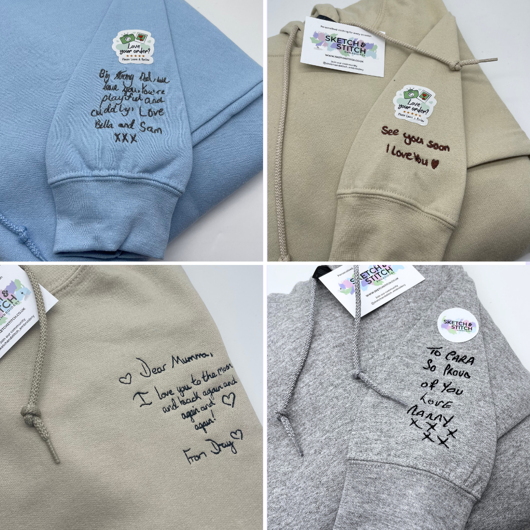 Adult sweatshirt personalised handwriting message