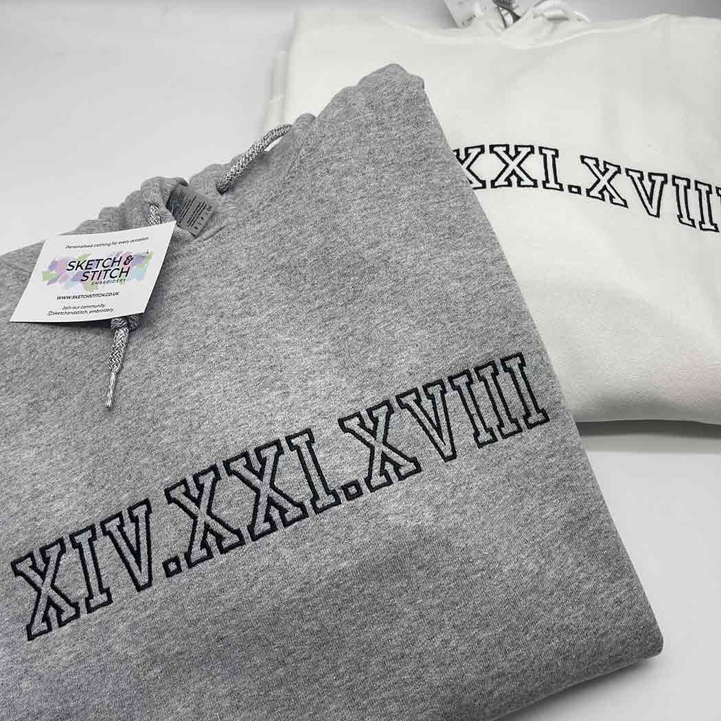 Adult hoodie personalised roman numerals