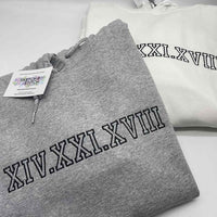 Adult hoodie personalised roman numerals
