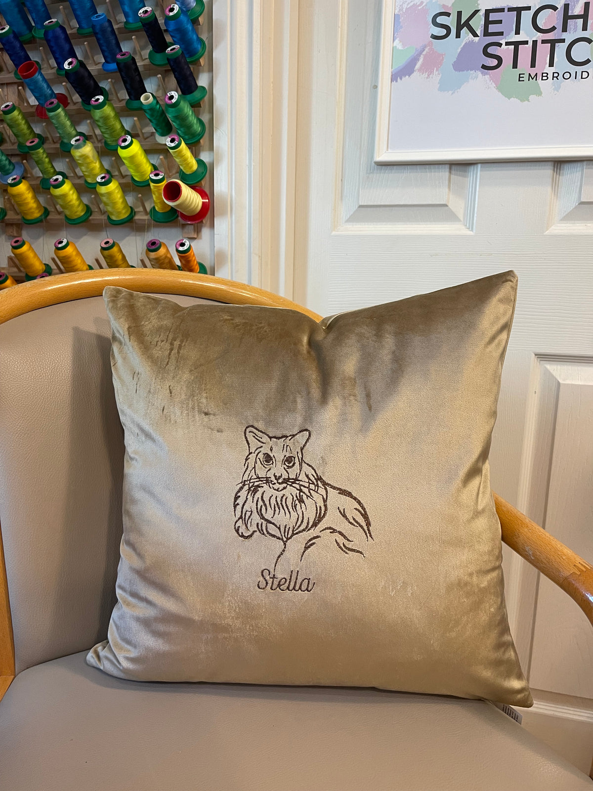 Personalised photo outline pet cushion