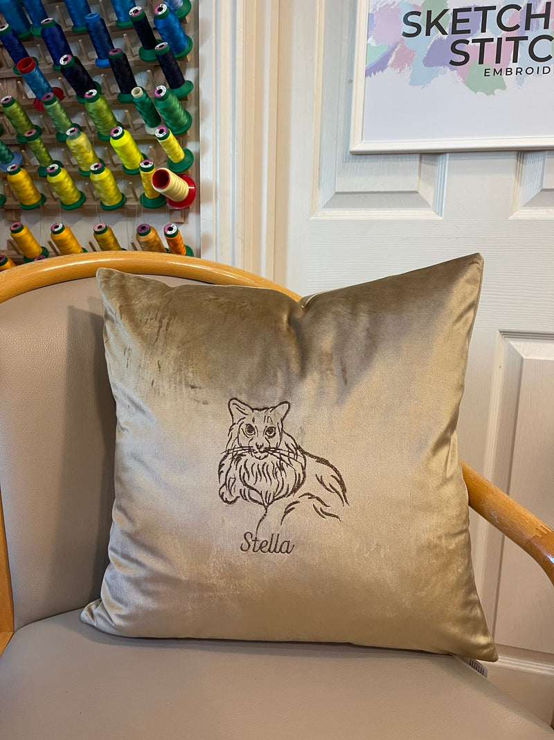 Personalised photo outline pet cushion