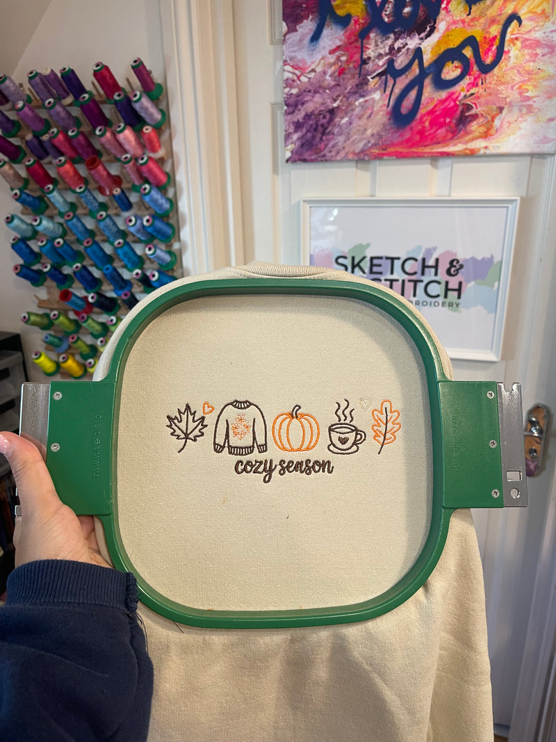 Adult sweatshirt cozy season slogan