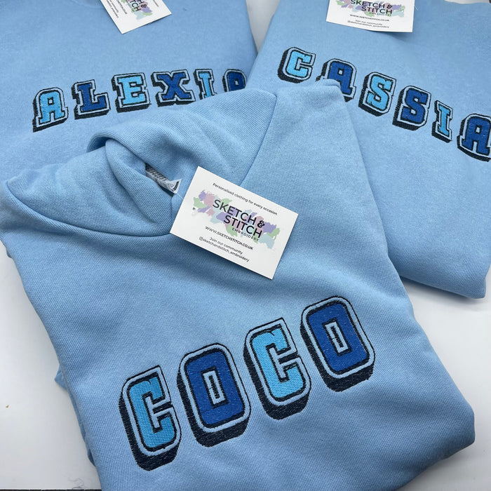 Kids hoodie personalised 3D text or initials