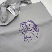 Tote bag personalised photo outline - Sketch & Stitch