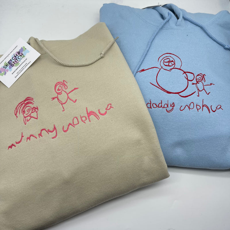 Adult hoodie personalised kids drawing