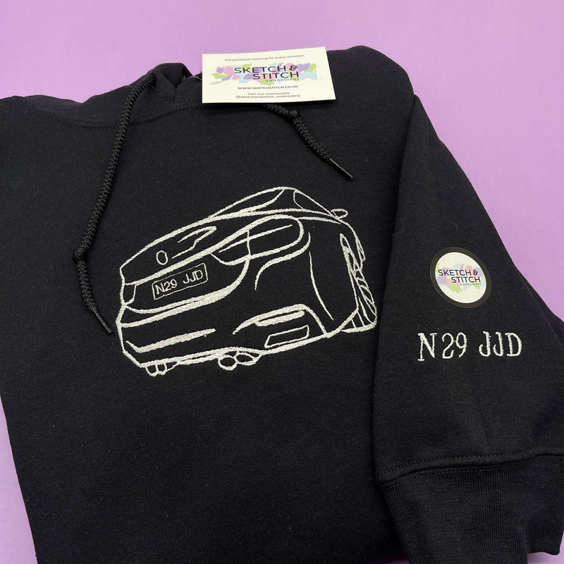 Adult hoodie personalised car and motorbike photo outline