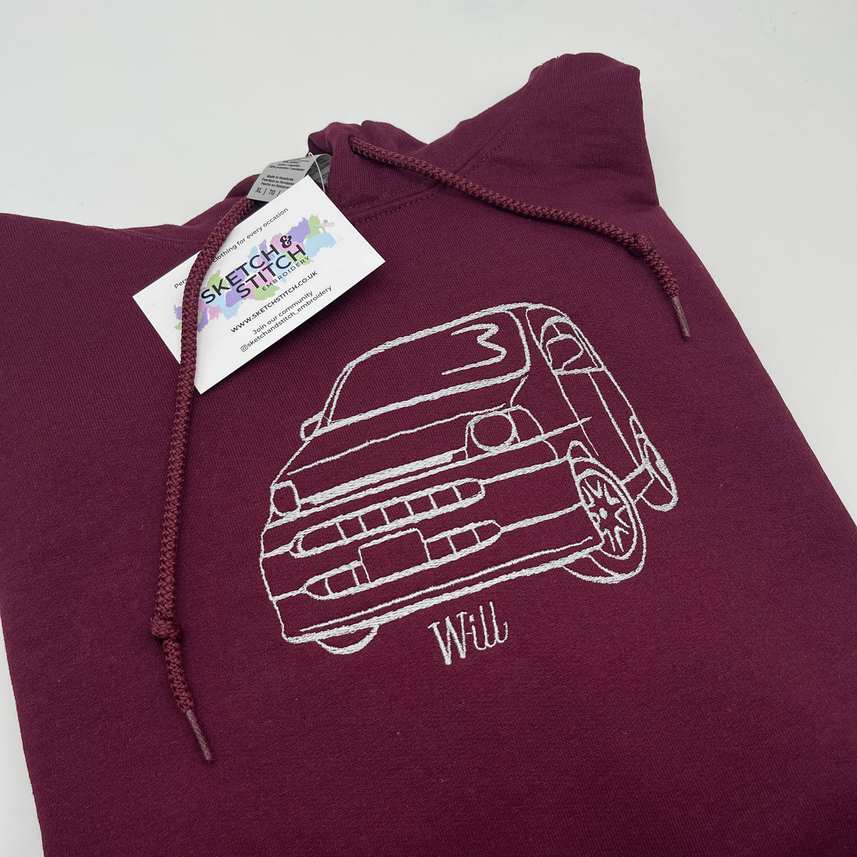 Adult hoodie personalised car and motorbike photo outline