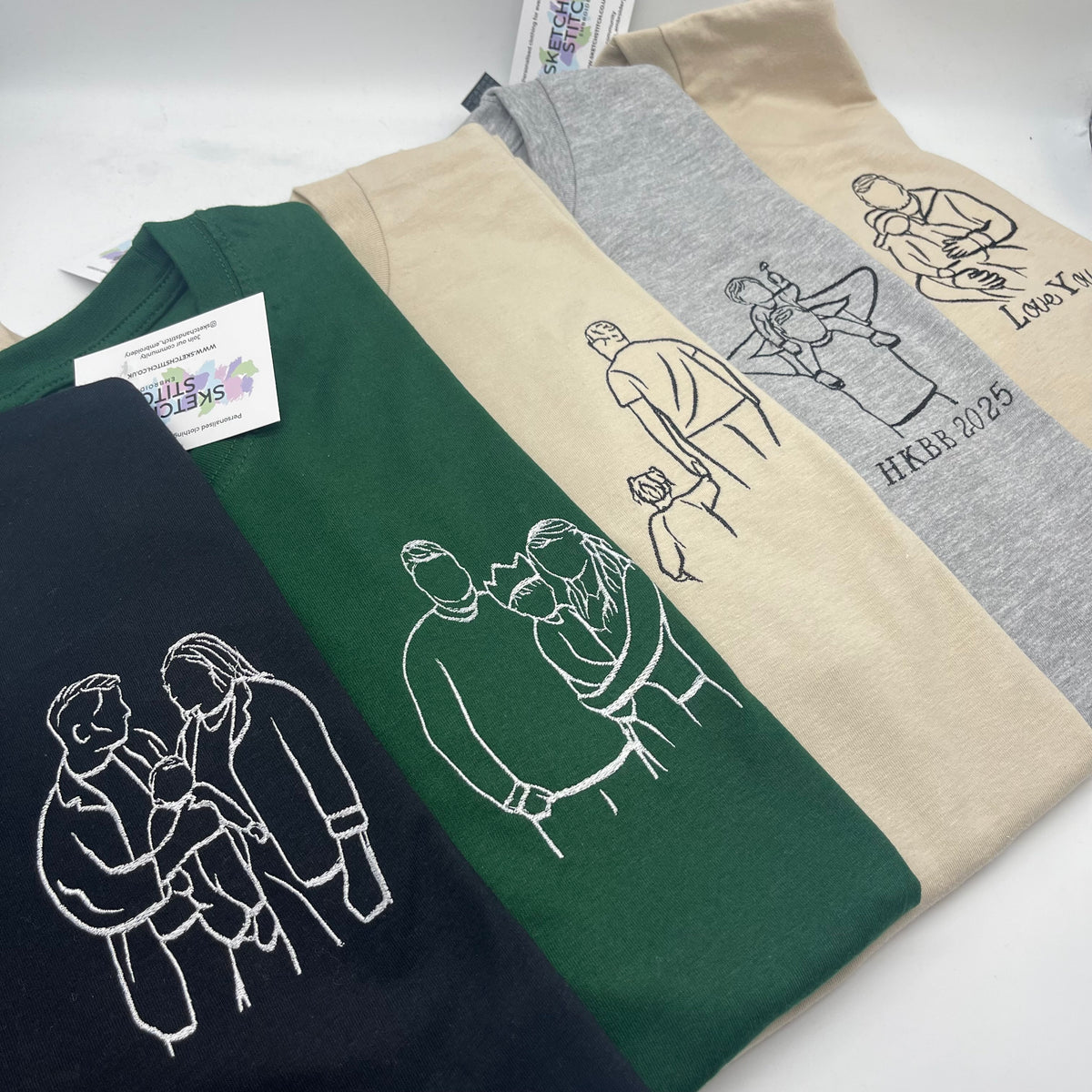 Adult t-shirt personalised portrait outline - left chest