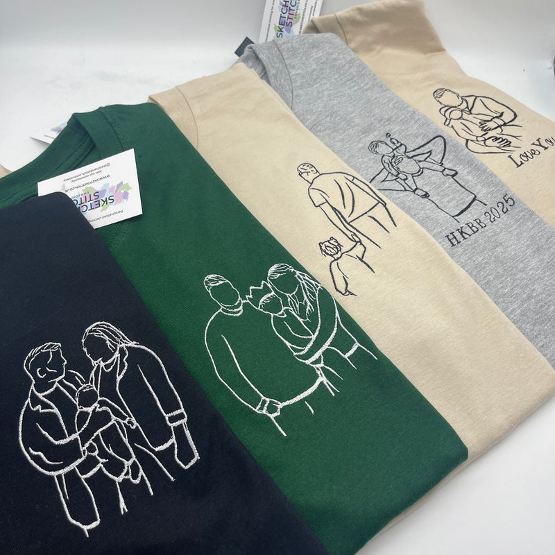 Adult t-shirt personalised portrait outline - left chest