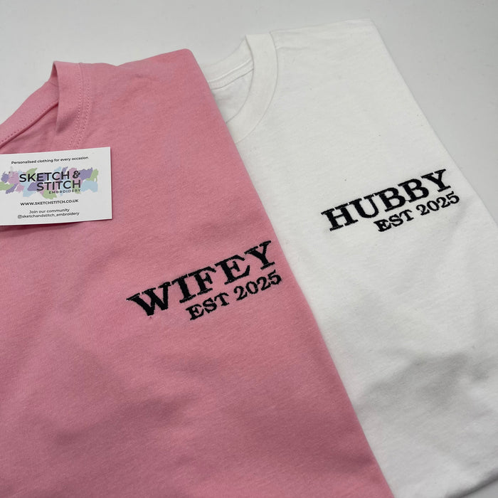 Adult t-shirt personalised wifey date