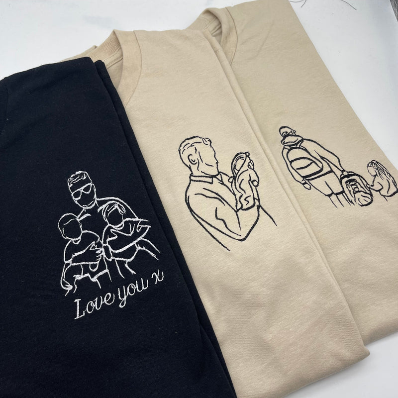 Adult t-shirt personalised portrait outline - left chest