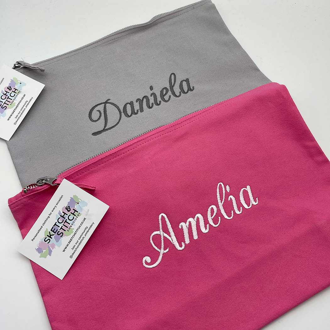 Large accessory bag personalised text - Sketch & Stitch