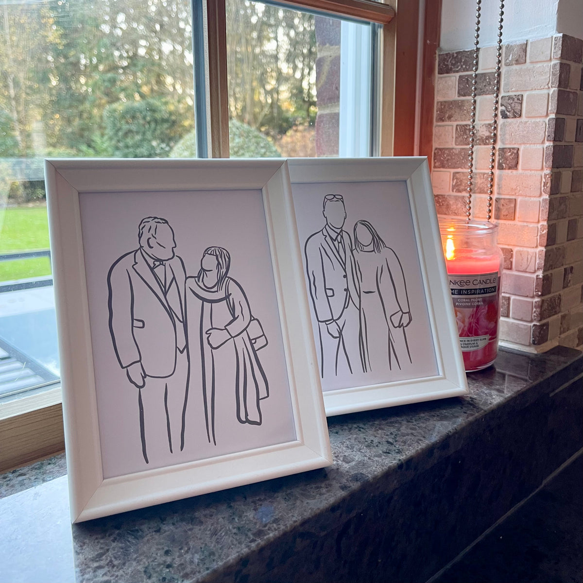 Personalised photo outline framed illustration