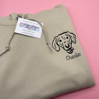 Adult hoodie personalised pet portrait outline - left chest