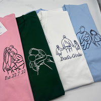 Adult t-shirt personalised portrait outline - left chest